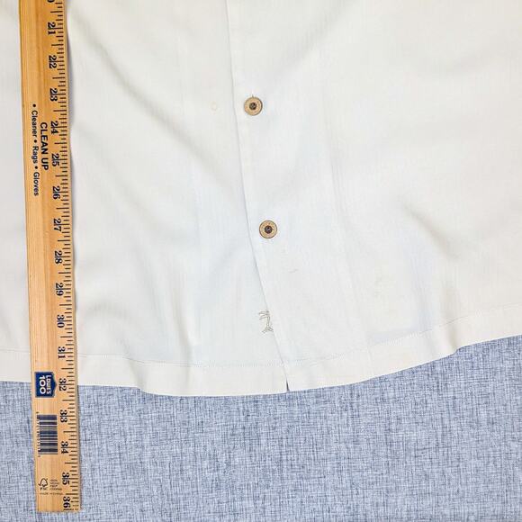 Tommy Bahama Men's 2XL Camp Shirt Rum Bar Embroidered Beige Silk - Picture 10 of 10